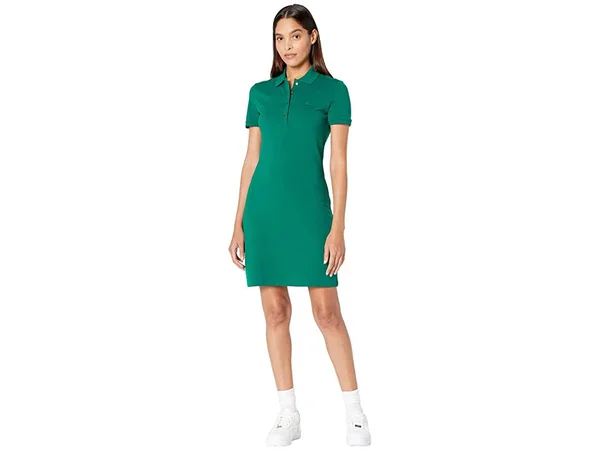 Lacoste Women's Short Sleeve Slim Fit Stretch Pique Polo Dress - Swing, 2