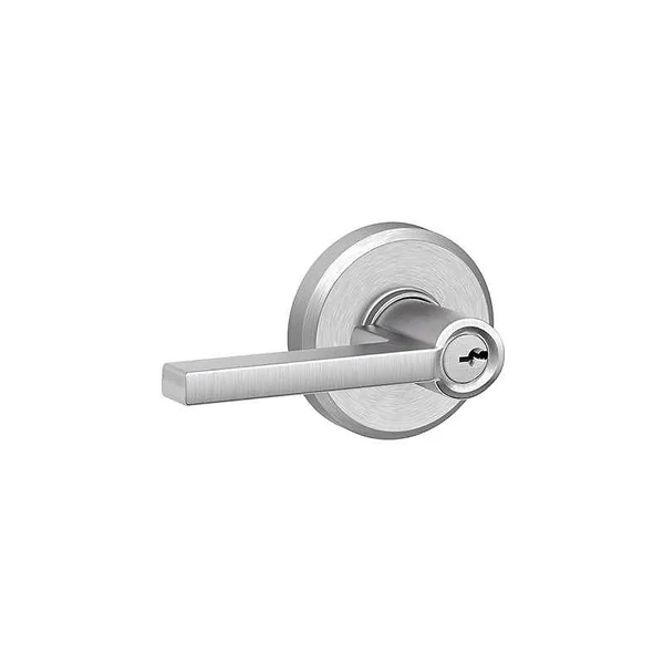 Schlage F51ALAT626GSN F Series Latitude Keyed Entry Leverset with Greyson Rosette Finish: Satin Chrome