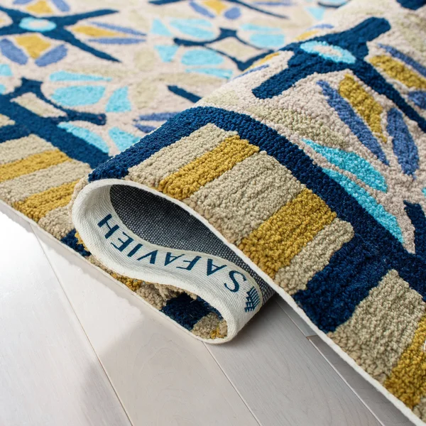 Safavieh Four Seasons FRS449A 3&6x22 x 5&6x22 Tan - Blue Area Rug
