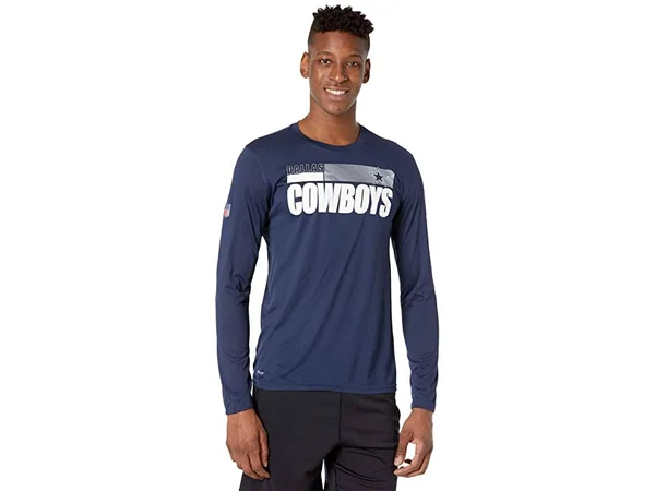 Nike Men's Dallas Cowboys Legend Sideline Long Sleeve T-Shirt - Navy, Size: Medium