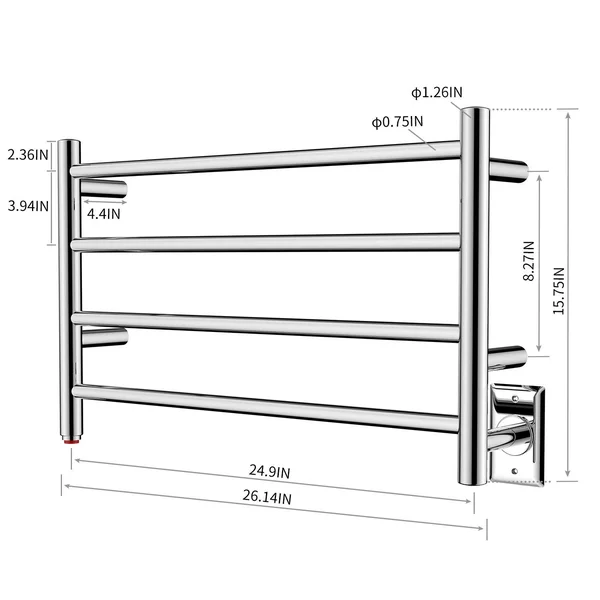 HEATGENE 4 Bar Wall-Mounted Plug-In - Hard-wiring Towel Warmer, Black