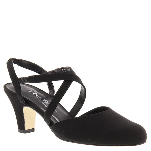Rose Petals by Walking Cradles Womens Caliente Ankle Strap Cone Slingback Heels - 9.5, Black