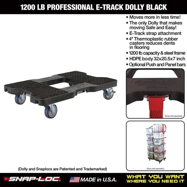 Snap-Loc 1200 lb Professional E-Track Dolly Black