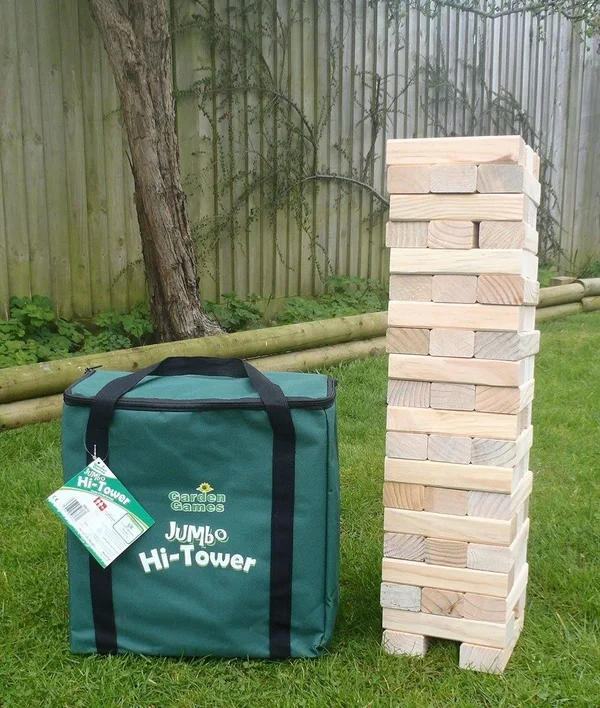 Garden Games Jumbo Hi-Tower Giant Tumbling Tower Game with Storage Bag