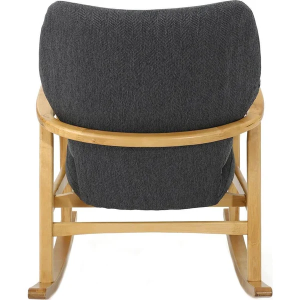 Noble House RYKER Mid Century Modern Fabric Rocking Chair - Dark Slate
