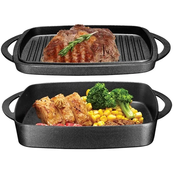 Bruntmor 7 qt. Non-Stick Cast Iron Square Braiser with Lid Color: Black SX946-PS
