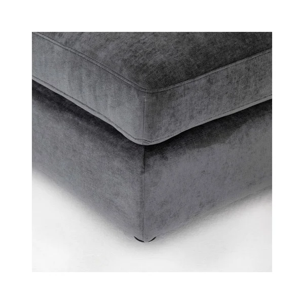 Four Hands Bloor Ottoman, Charcoal Worn Velvet