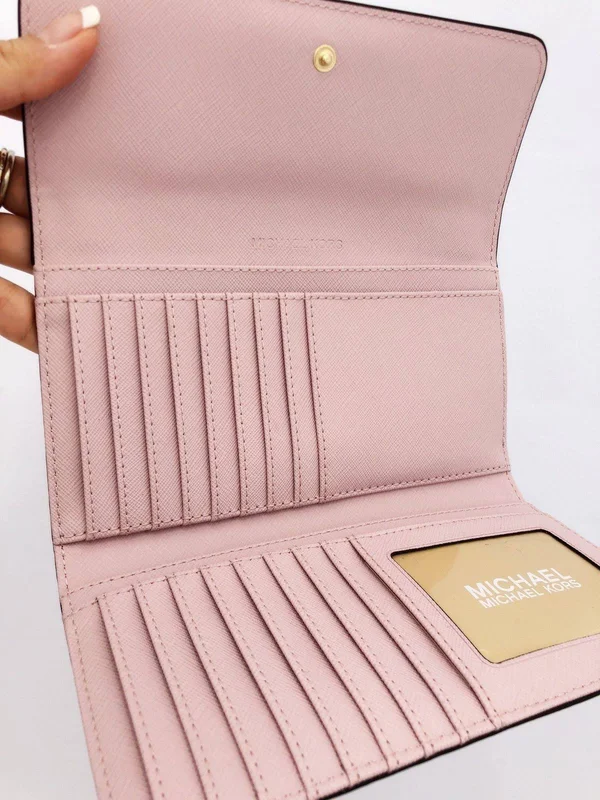 Michael Kors Jet Set Travel Leather Large Trifold Wallet Blossom