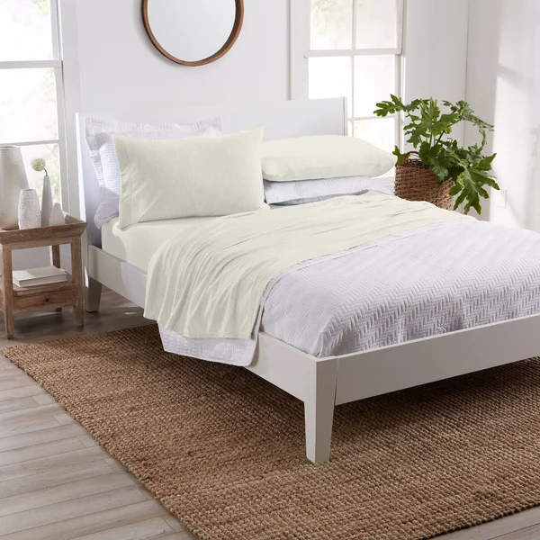 Great Bay Home Tech Knit Jersey Sheet Set Twin Ivory