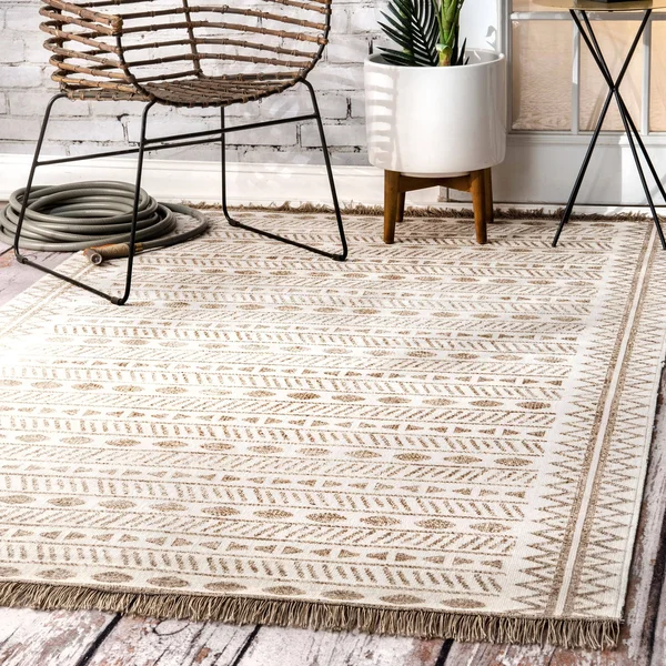 nuLOOM Rugs Outdoor Tribal Cora Beige 6& 7x22 x 9& Area Rug