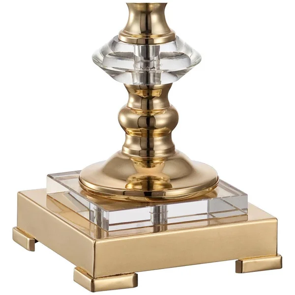 Vienna Full Spectrum Traditional Table Lamp Faceted Crystal and Brass Bell Fabric Shade for Living Room Family Bedroom Bedside