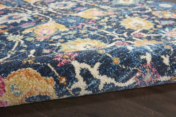 7 x 10 Navy Blue Floral Buds Area Rug