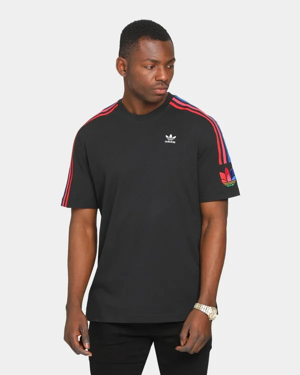 Adidas 3D Trefoil 3 Stripe T-Shirt Black