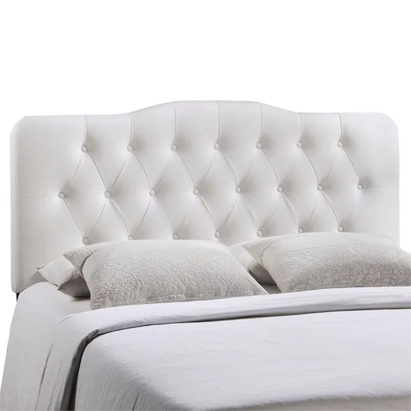 Hawthorne Collection Queen Tufted Panel Headboard in White