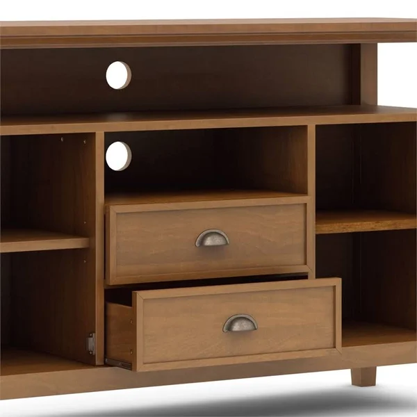 Simpli Home Redmond Tall TV Media Stand, Light Golden Brown