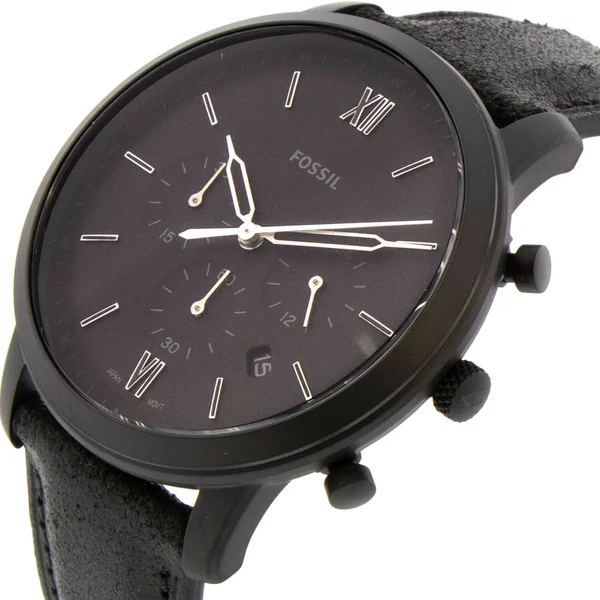 Fossil Neutra Chronograph Leather Watch - Black - Men's