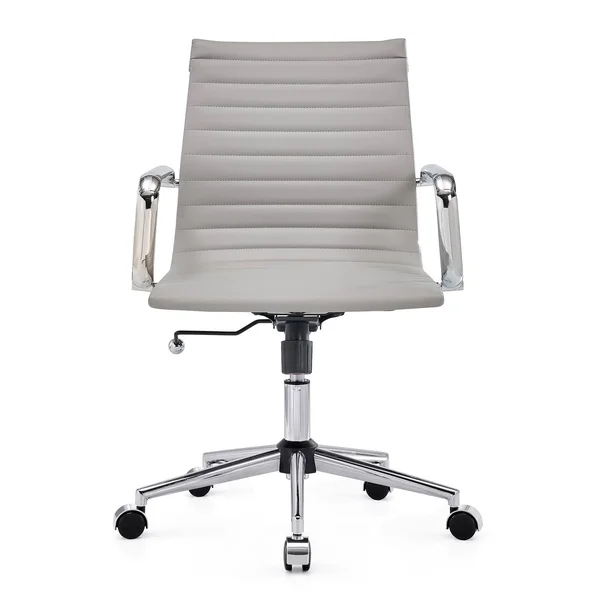 LUXMOD Mid Back Office Chair, Adjustable Swivel Chair, Ergonomic Desk Chair for Extra Back & Lumbar Support. - White
