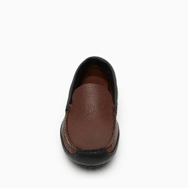 Minnetonka Moccasin - Men's P.W. Driving Loafer (Color Block) in Brown Upper and Black Lower, Size 10, Handmade
