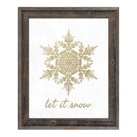 Click Wall Art 'Let It Snow in Sand' Framed Graphic Art - White