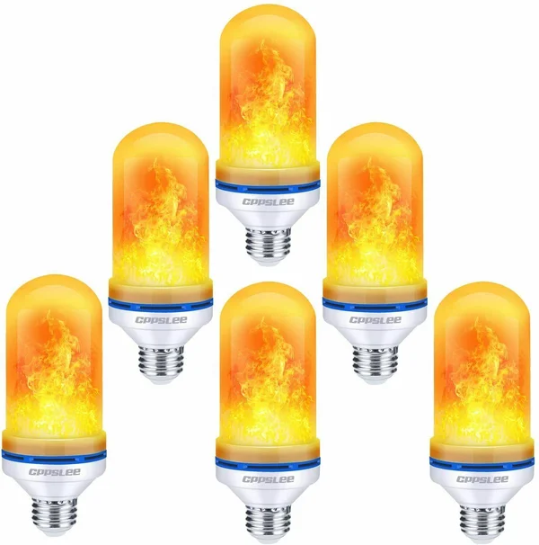 Cppslee LED Flame Effect Light Bulb, 4 Modes Flame Lights Bulbs, E26 Base Fire Light Bulbs with Gravity Sensor, Valentine Decora