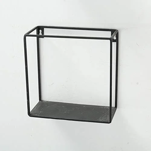 Whole House Worlds Industrial Chic Box Floating Shelves, 3 Wall Mounted Pieces, Black Iron, 7 3/4-6 Inches Square, by WHW