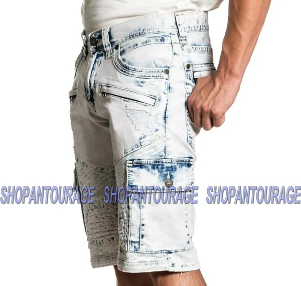 Affliction Hunter Fallen Fulton 110DS105 New Denim (Blue) Fashion Cargo Shorts for Men - Size: 38