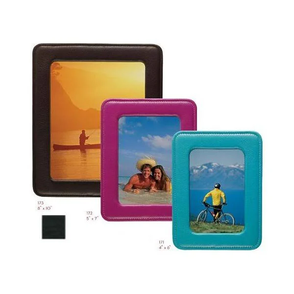 Raika VI 173 Blk 8in x 10in Rounded Corner Leather Photo Frames Black
