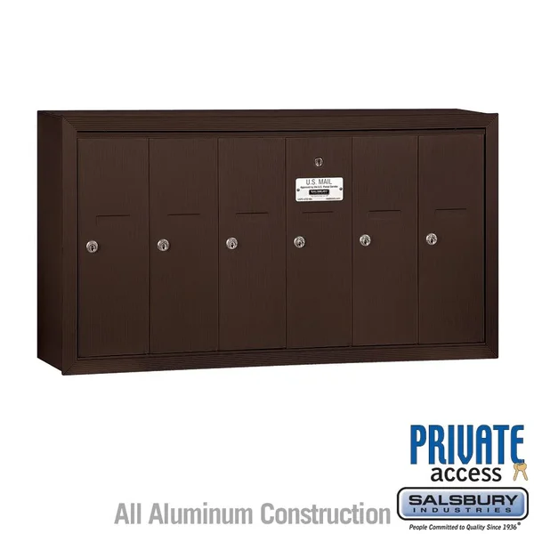 Salsbury Industries 3506ZSP Vertical Mailbox, Surface, 6 Doors, Bronze