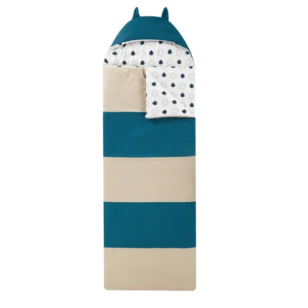 Chic Home Holger Sleeping Bag with Cat Ear Hood with Geometric Pattern, Navy/Red/White, Size: Twin Xlong