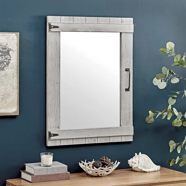 FirsTime & Co. Weathered Barn Accent Wall Mirror 32x22 x 24x22 Rustic Gray