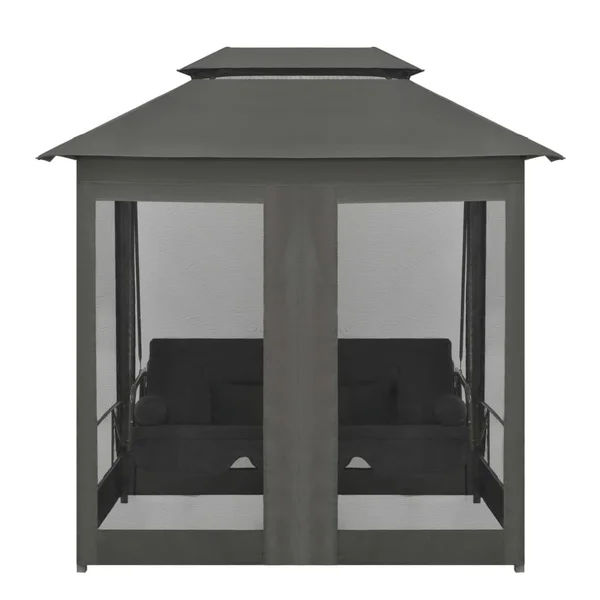 vidaXL Outdoor Convertible Swing Bench with Canopy Anthracite 86.6x22x63x22x94.5x22 Steel - 45073