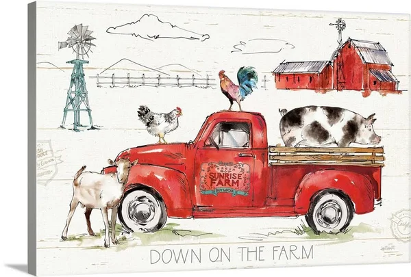Down on The Farm II - Canvas Wall Art, 48x32, Great Big Canvas