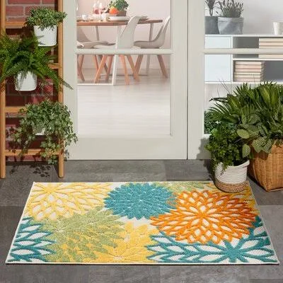 Voight Floral Orange/Blue/Green Indoor - Outdoor Area Rug Andover Mills Rug Size: Rectangle 3&6x22 x 5&6x22