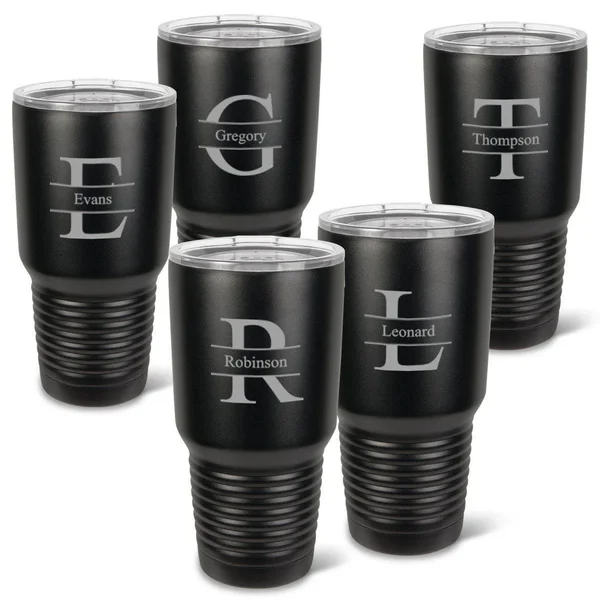 Groomsmen Gifts 5 Insulated Matte Black 30oz. Tumblers