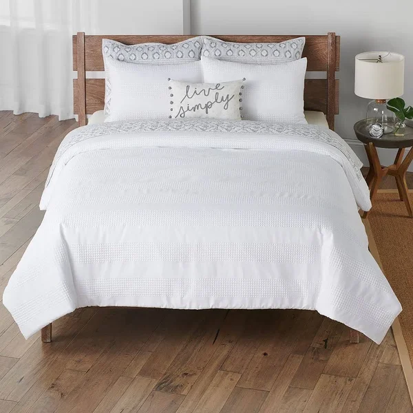Sonoma Goods for Life Barlow Waffle Stripe Comforter and Sham Set - White, Full/Queen
