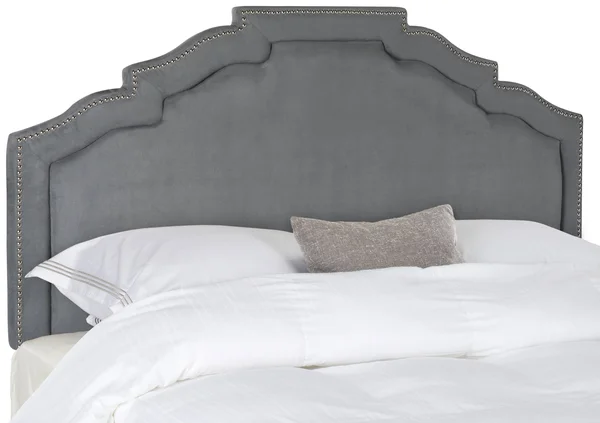 Safavieh Alexia Grey Headboard - Silver Nail Head - Queen