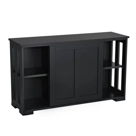 Stackable Buffet Cabinet with Sliding Door Sideboard Storage Cabinet Black - Size: 42x13x, 106.7 x 33 x 63 cm