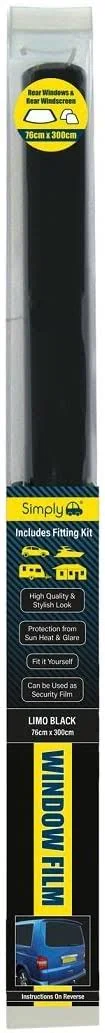 Simply WF11 Film Limo Black Colour 76x300CM - Cover Vehicle Car Rear Windscreen and Windows, Protection from Sun Glare, Includes