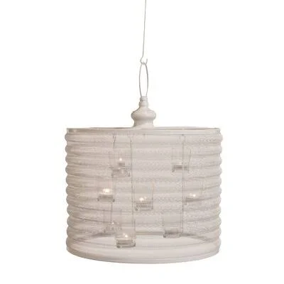 9 - Light Unique - Statement Drum Chandelier Dakota Fields Finish: White