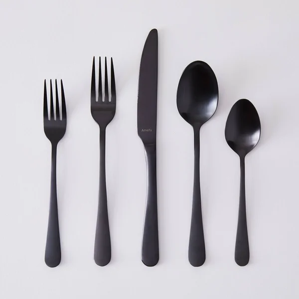 Amefa Brushed Metallic Finish Lightweight Stainless Steel Flatware (20-Piece Set) - 40-Piece Set - Brushed Black