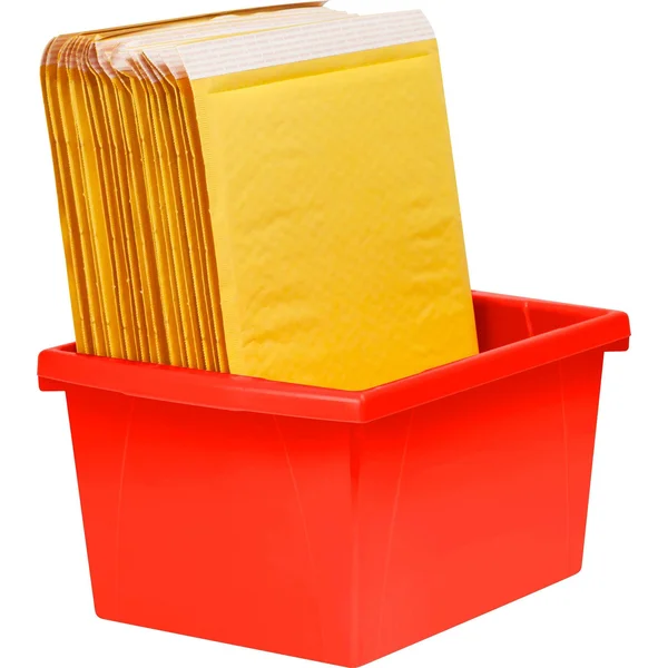 Storex 4 Gallon (15L) Classroom Storage Bin with Lid - Red, 6-Pack
