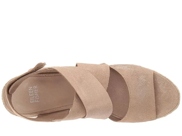Eileen Fisher Willow 3 (Light Gold Metallic Suede) Women's Wedge Shoes