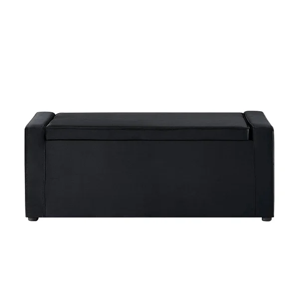 Inspired Home Alejandro Velvet Upholstered Shoe Storage Bench, Black White, One Size