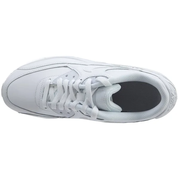 Nike Big Kids& Air Max 90 Leather Casual Shoes in White Size 4.0