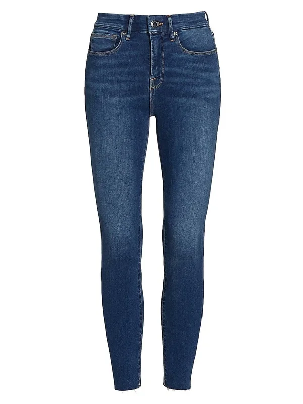 Good American Women's Good Waist Crop Raw Edge Jeans