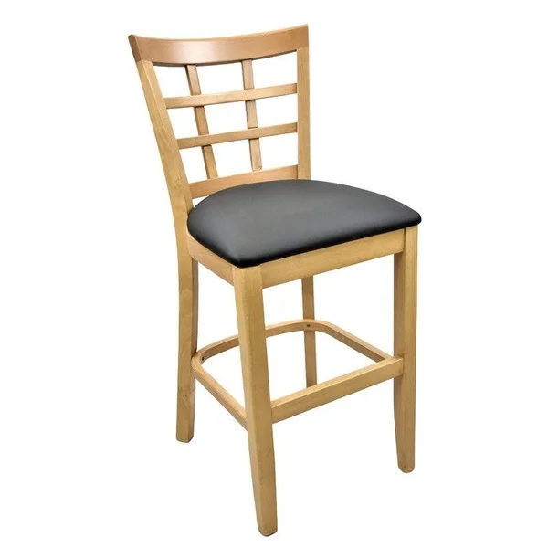 Safsil Seating Lattice Back Solid Wood Counter Stool - Dark Mahogany
