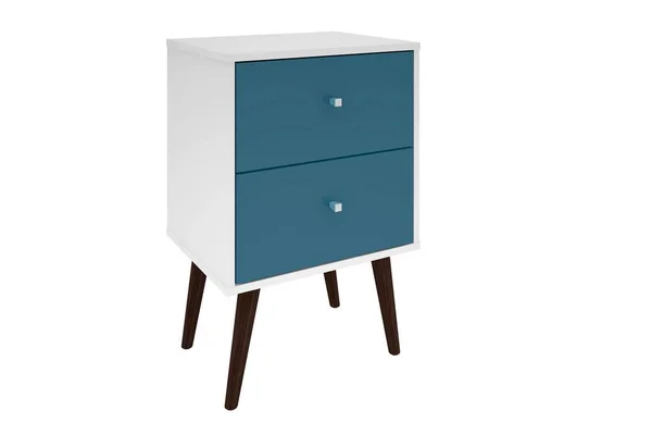 Manhattan Comfort Liberty Rustic Brown and White Nightstand, 204AMC96