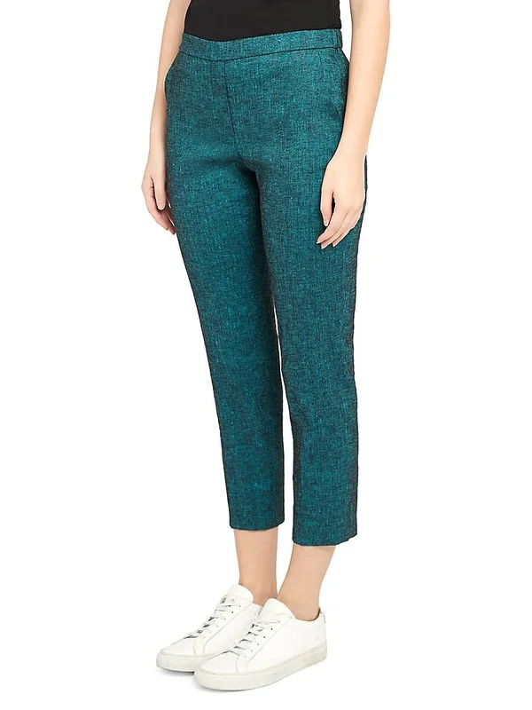 Theory Women's Treeca Stretch-Linen Cropped Pants - Denim - Size 8