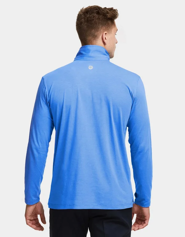 Sun Protective Long Sleeve Polo Shirt for Men UPF50+, UV Protection Navy
