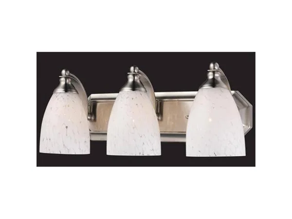 Elk Lighting 570-3N-SW 3 Light Vanity in Satin Nickel Snow White Glass